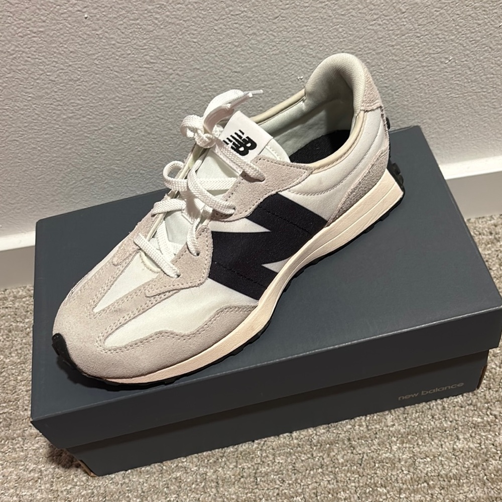 New Balance White and Black Retro Sneakers